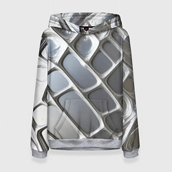 Толстовка-худи женская Полированный металл серебряный, цвет: 3D-меланж