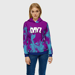 Толстовка-худи женская Dayz неоновый огонь, цвет: 3D-синий — фото 2