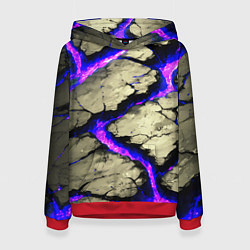 Толстовка-худи женская Треснувший камень фиолетовый, цвет: 3D-красный