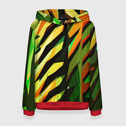 Толстовка-худи женская Чёрно-жёлтая абстракция, цвет: 3D-красный