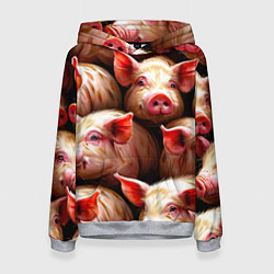 Толстовка-худи женская Поросята, цвет: 3D-меланж