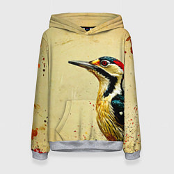 Толстовка-худи женская Большой дятел, цвет: 3D-меланж