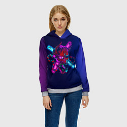 Толстовка-худи женская Демон они неоновый, цвет: 3D-меланж — фото 2