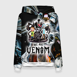 Толстовка-худи женская Морти и Рик под властью ядовитой слизи - коллаба, цвет: 3D-белый