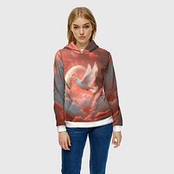 Толстовка-худи женская Белый летящий голубь, цвет: 3D-белый — фото 2