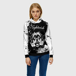 Толстовка-худи женская Nightwish рок пес, цвет: 3D-черный — фото 2