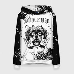 Толстовка-худи женская Burzum - рок пес, цвет: 3D-белый