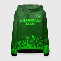 Толстовка-худи женская Chainsaw Man - green gradient посередине, цвет: 3D-черный