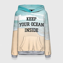 Толстовка-худи женская Keep your ocean inside, цвет: 3D-меланж