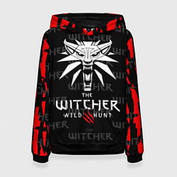 Толстовка-худи женская Ведьмак - волк, цвет: 3D-черный