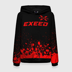 Толстовка-худи женская Exeed - red gradient посередине, цвет: 3D-черный