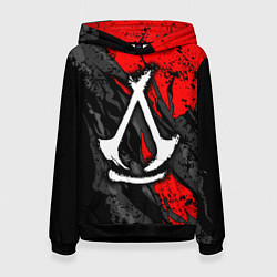 Толстовка-худи женская Assassins creed: shadows - белый логотип, цвет: 3D-черный