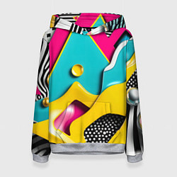 Толстовка-худи женская Праздничная абстракция, цвет: 3D-меланж