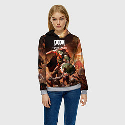 Толстовка-худи женская Doom slayer Doom the dark ages, цвет: 3D-меланж — фото 2