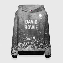 Толстовка-худи женская David Bowie - grey gradient посередине, цвет: 3D-черный
