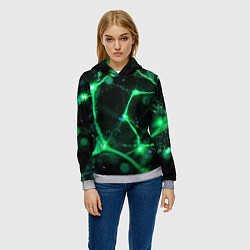 Толстовка-худи женская Зеленый нейроны, цвет: 3D-меланж — фото 2