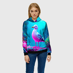 Толстовка-худи женская Подводная чайка, цвет: 3D-черный — фото 2