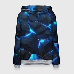 Толстовка-худи женская Неоновый синий свет из плит, цвет: 3D-меланж