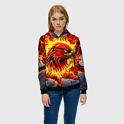 Толстовка-худи женская Атланта Хокс в огне, цвет: 3D-черный — фото 2
