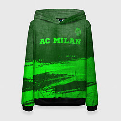 Толстовка-худи женская AC Milan - green gradient посередине, цвет: 3D-черный