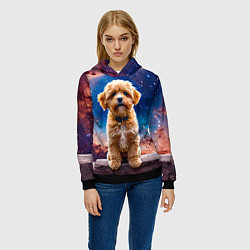 Толстовка-худи женская Мальтипу в космосе, цвет: 3D-черный — фото 2