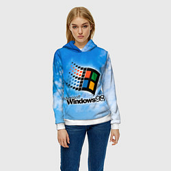 Толстовка-худи женская Mindows 98 logo, цвет: 3D-белый — фото 2