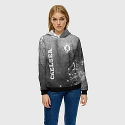 Толстовка-худи женская Chelsea - grey gradient вертикально, цвет: 3D-черный — фото 2