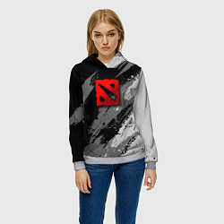 Толстовка-худи женская Dota 2 - монохромный серый, цвет: 3D-меланж — фото 2