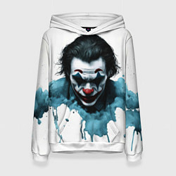 Толстовка-худи женская Голова Джокера и краска, цвет: 3D-белый