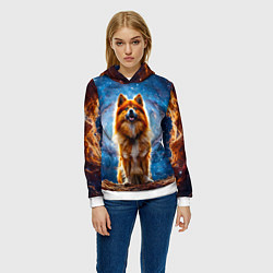 Толстовка-худи женская Финский лаппхунд в космосе, цвет: 3D-белый — фото 2