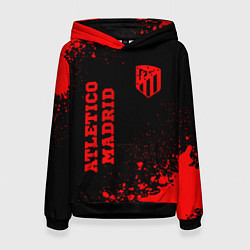 Толстовка-худи женская Atletico Madrid - red gradient вертикально, цвет: 3D-черный