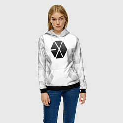 Толстовка-худи женская Exo white poly, цвет: 3D-черный — фото 2