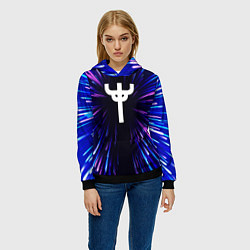 Толстовка-худи женская Judas Priest neon energy, цвет: 3D-черный — фото 2