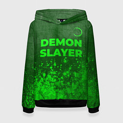 Толстовка-худи женская Demon Slayer - green gradient посередине, цвет: 3D-черный