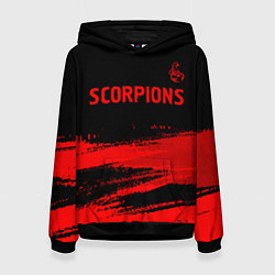 Толстовка-худи женская Scorpions - red gradient посередине, цвет: 3D-черный