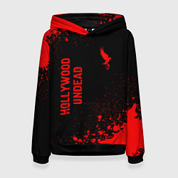 Толстовка-худи женская Hollywood Undead - red gradient вертикально, цвет: 3D-черный