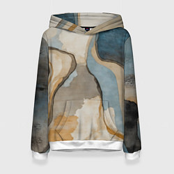 Толстовка-худи женская Абстракция с песком и водой, цвет: 3D-белый