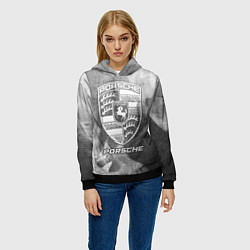 Толстовка-худи женская Porsche - grey gradient, цвет: 3D-черный — фото 2