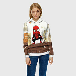 Толстовка-худи женская Мини человек-паук, цвет: 3D-белый — фото 2