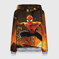 Толстовка-худи женская Человек-паук пускает паутину, цвет: 3D-меланж