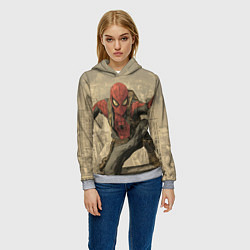Толстовка-худи женская Человек-паук готов спасать мир, цвет: 3D-меланж — фото 2