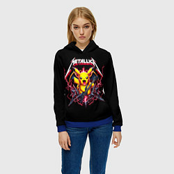 Толстовка-худи женская Metallica - cool Pikachu, цвет: 3D-синий — фото 2