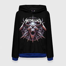 Толстовка-худи женская Metallica - cool skull with horns, цвет: 3D-синий