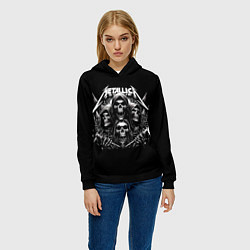 Толстовка-худи женская Metallica - four skulls, цвет: 3D-черный — фото 2