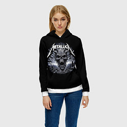 Толстовка-худи женская Metallica - horned skull, цвет: 3D-белый — фото 2