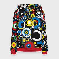 Толстовка-худи женская Абстракция геометрическая, цвет: 3D-красный