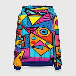 Толстовка-худи женская Кислая геометрия, цвет: 3D-синий