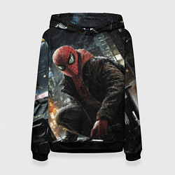 Толстовка-худи женская Человек-паук и поздняя ночь, цвет: 3D-черный