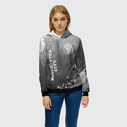 Толстовка-худи женская Manchester City - grey gradient вертикально, цвет: 3D-черный — фото 2