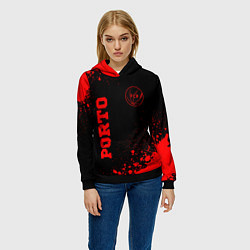 Толстовка-худи женская Porto - red gradient вертикально, цвет: 3D-черный — фото 2